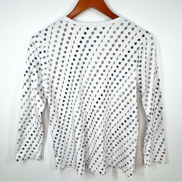 Peloton x Roller Rabbit Pajama Top Stars Lighting Bolt Peloton Logo Small - Picture 5 of 10